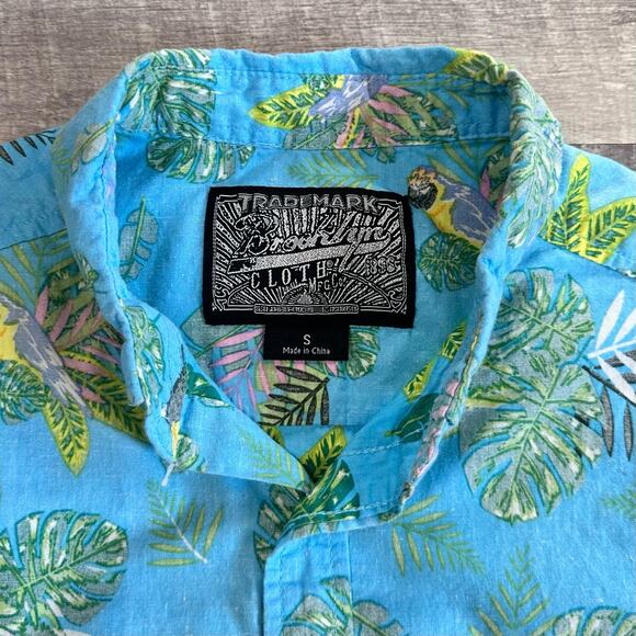 Brooklyn Cloth Mfg Reverse Print Button Down Shirt Mens S Blue Hawaiian Cotton - Picture 3 of 9